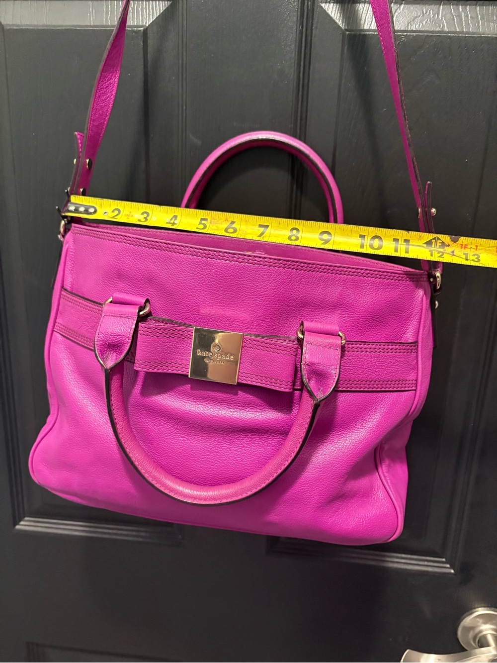 KATE SPADE ♠️ Vibrant Magenta Leather Satchel: see callouts - Picture 13 of 14